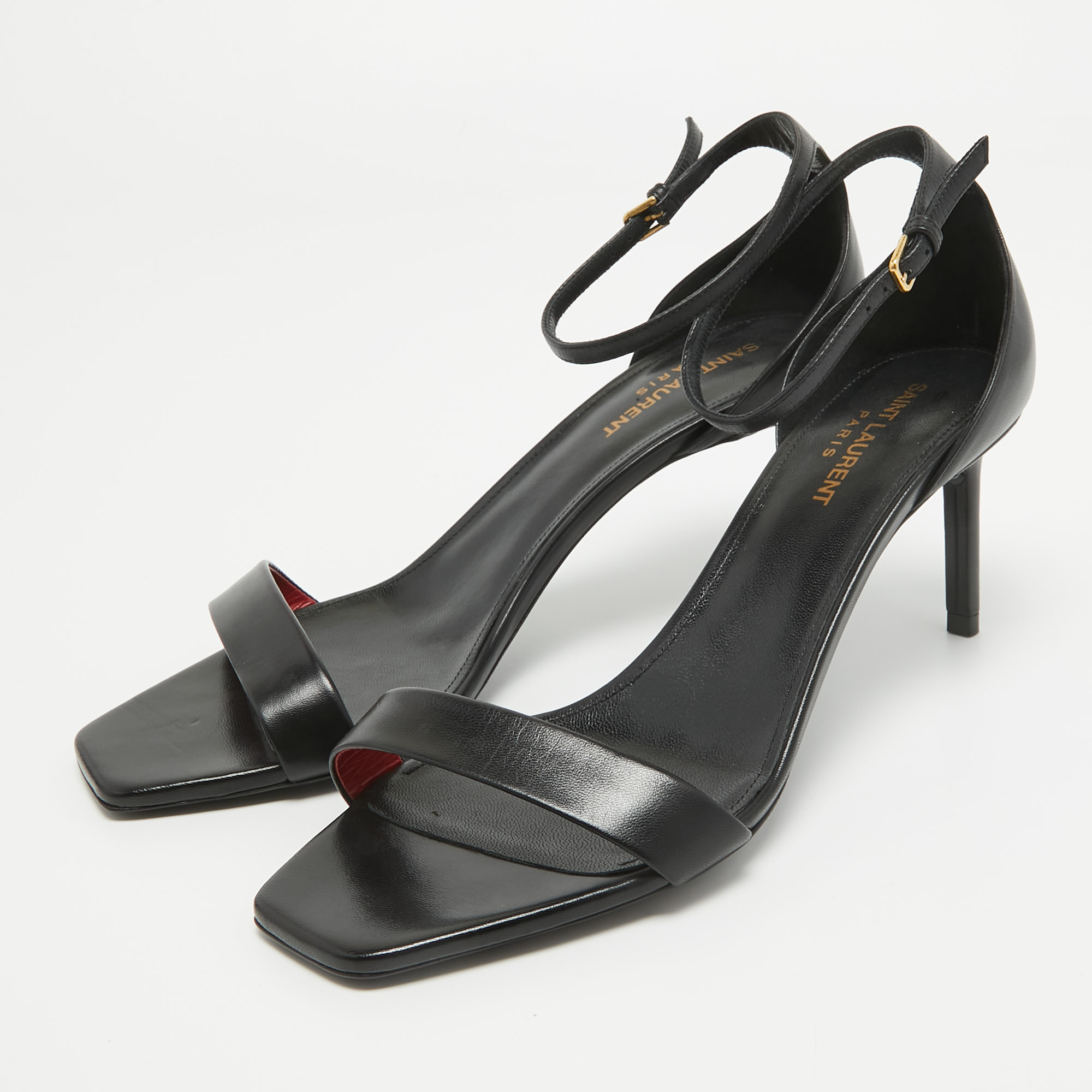 

Saint Laurent Black Leather Jane Ankle Strap Sandals Size