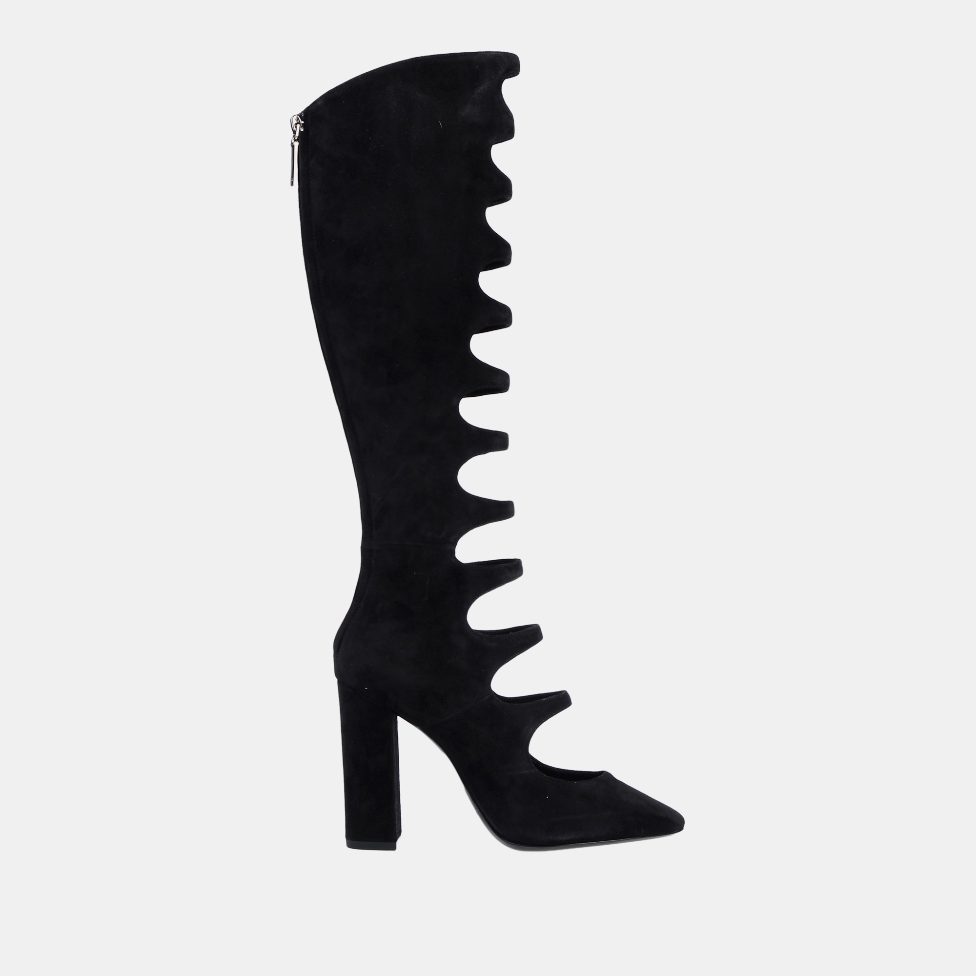 

Saint Laurent Suede Cut-Out Detail Knee Length Boots Size, Black