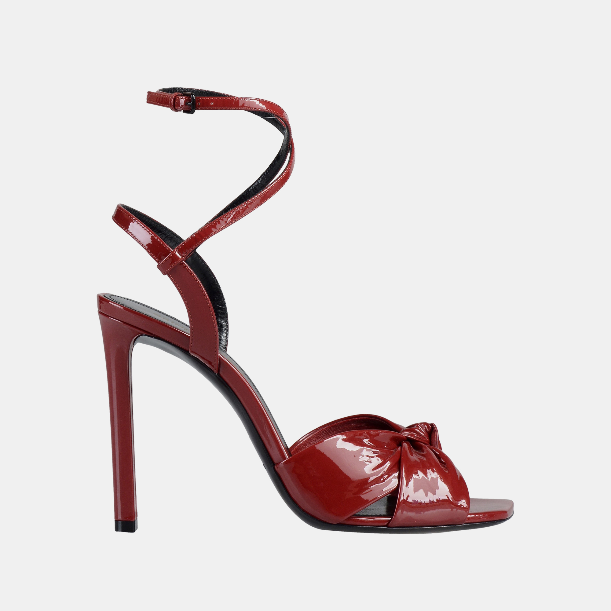 Pre-owned Saint Laurent Patent Leather Open Toe Sandals 36 In Red