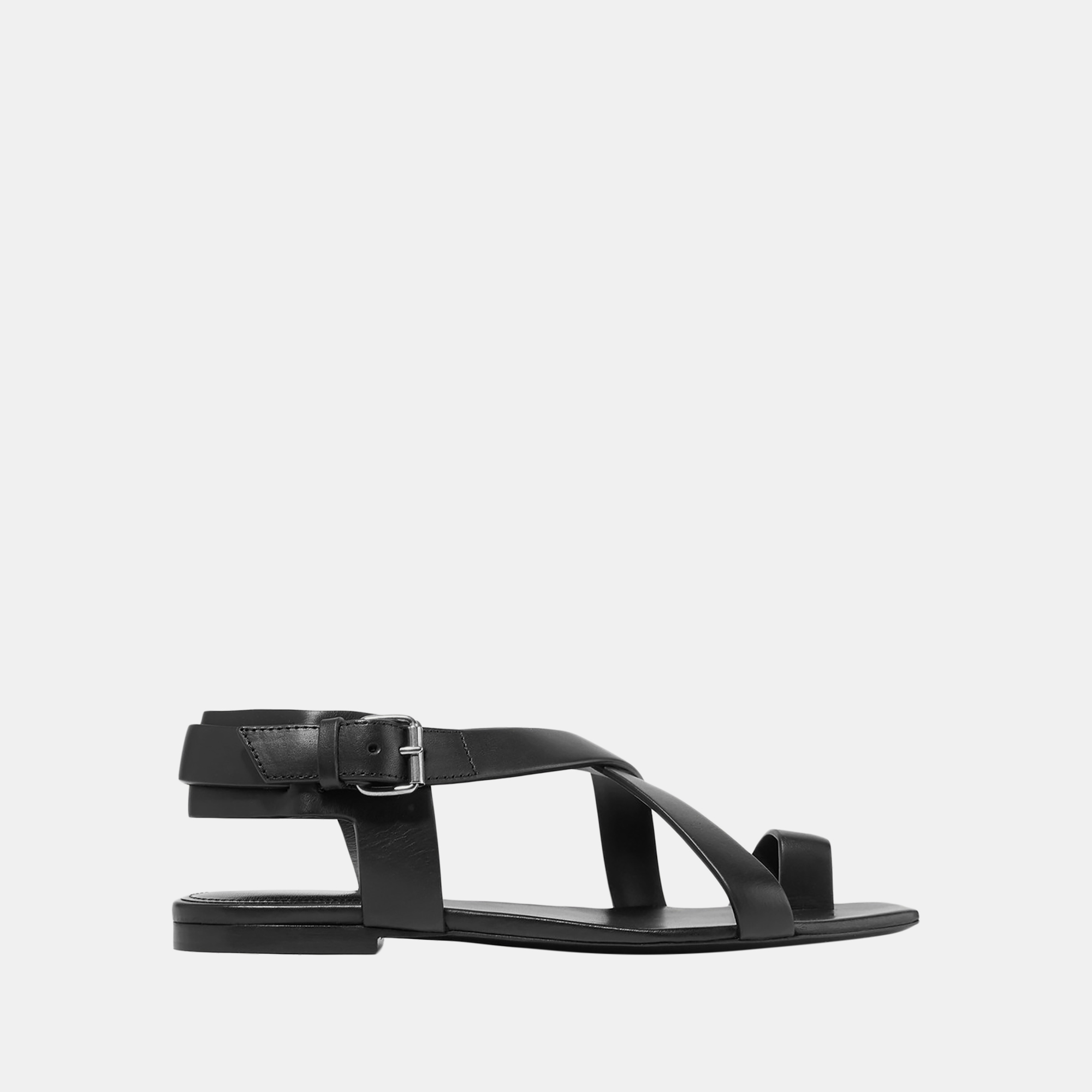 Pre-owned Saint Laurent Leather Thong Sandals Size 35 In Black
