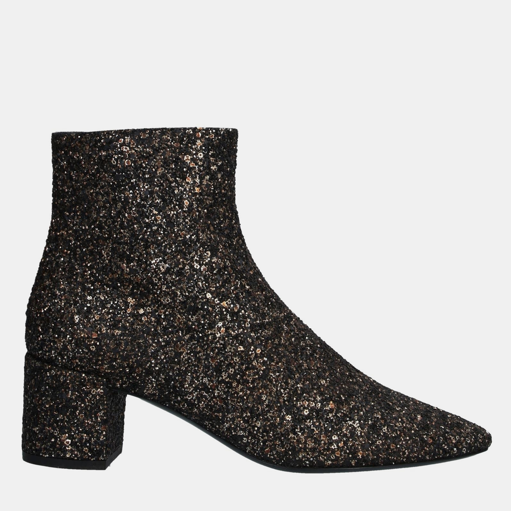 Pre-owned Saint Laurent Gold Glitter Ankle Boots 39