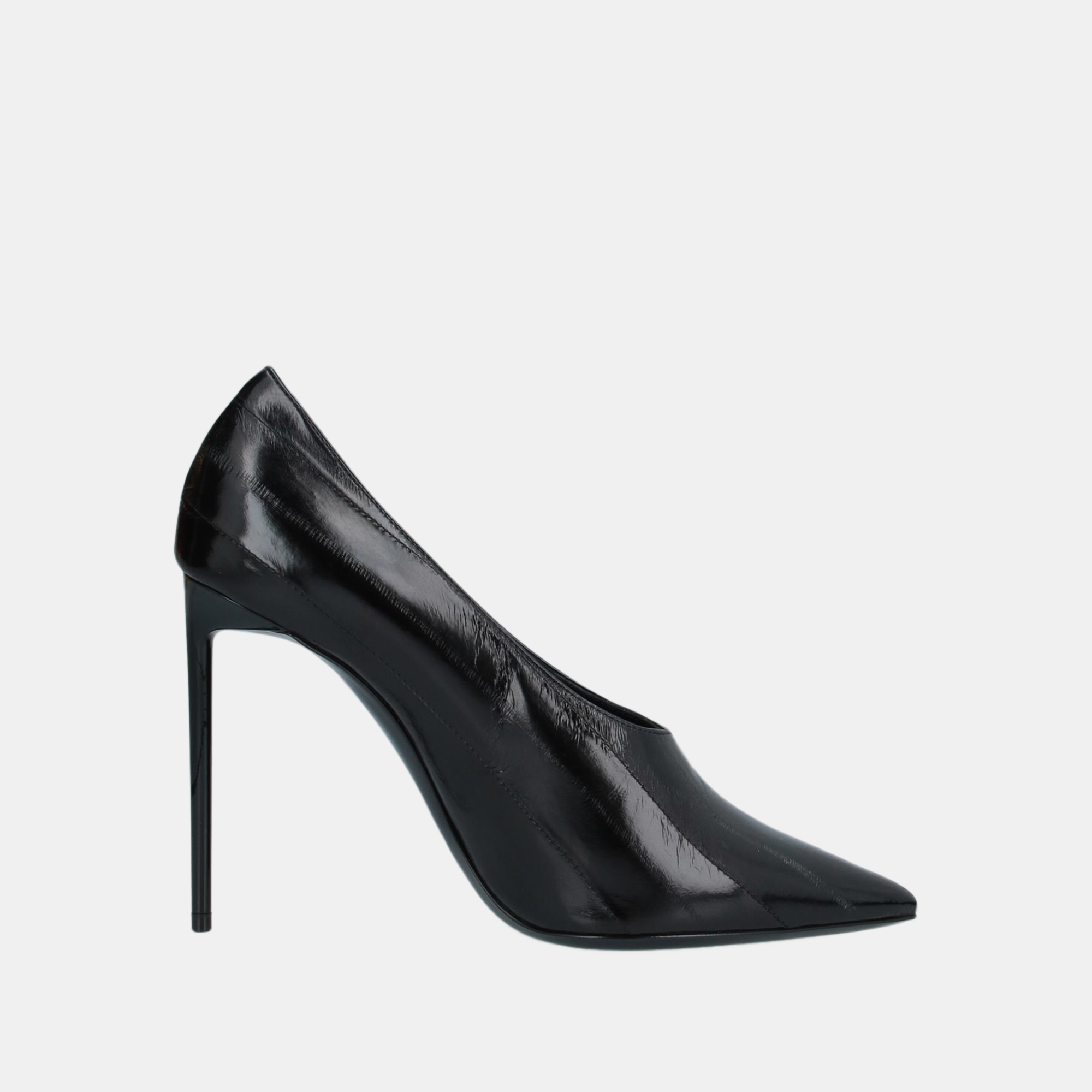 Pre-owned Saint Laurent Eel Leather Pointed Toe Pumps Size 38 In Black