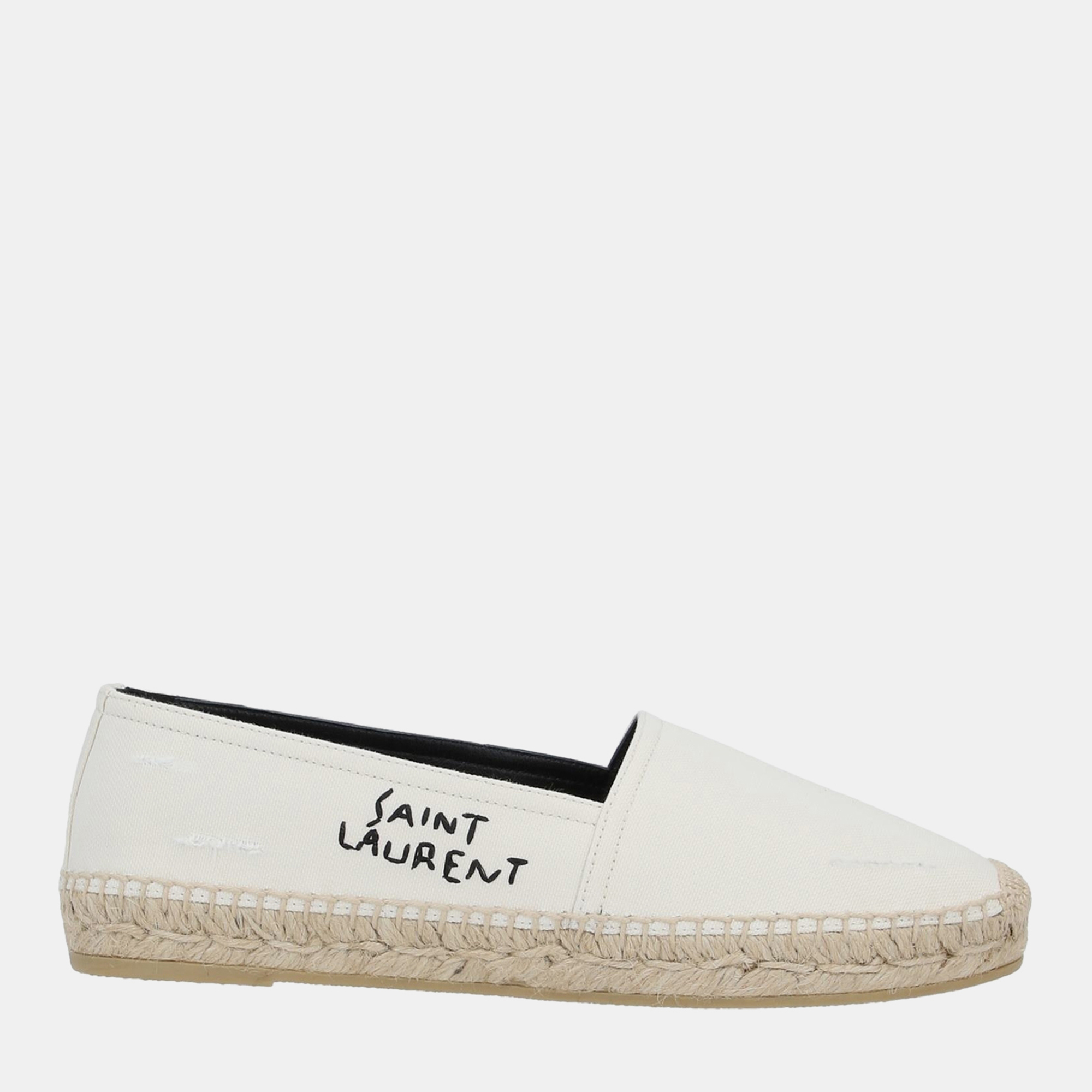 

Saint Laurent Canvas Espadrilles, Cream