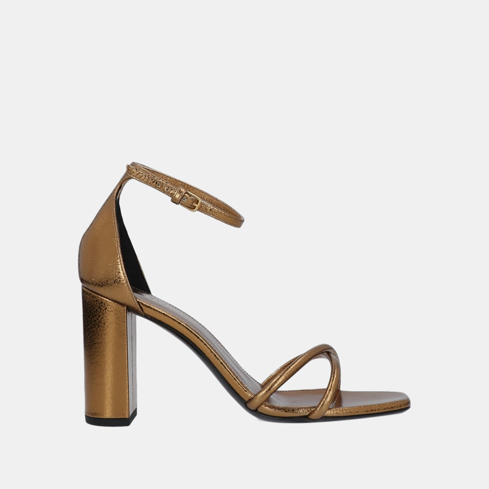 Pre-owned Saint Laurent Leather Ankle Strap Sandals Size 36 In Brown