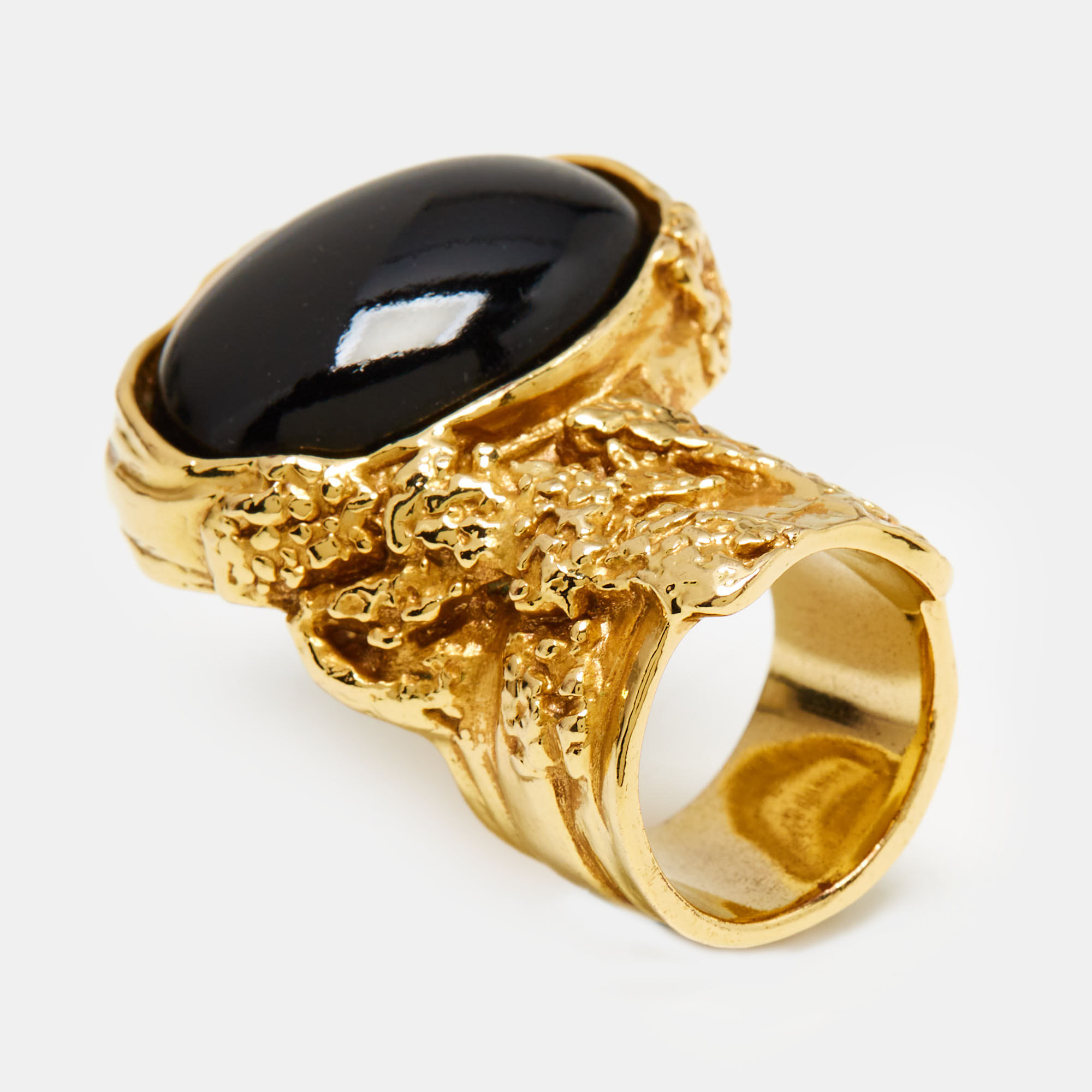 

Saint Laurent Paris Arty Glass Gold Tone Ring Size