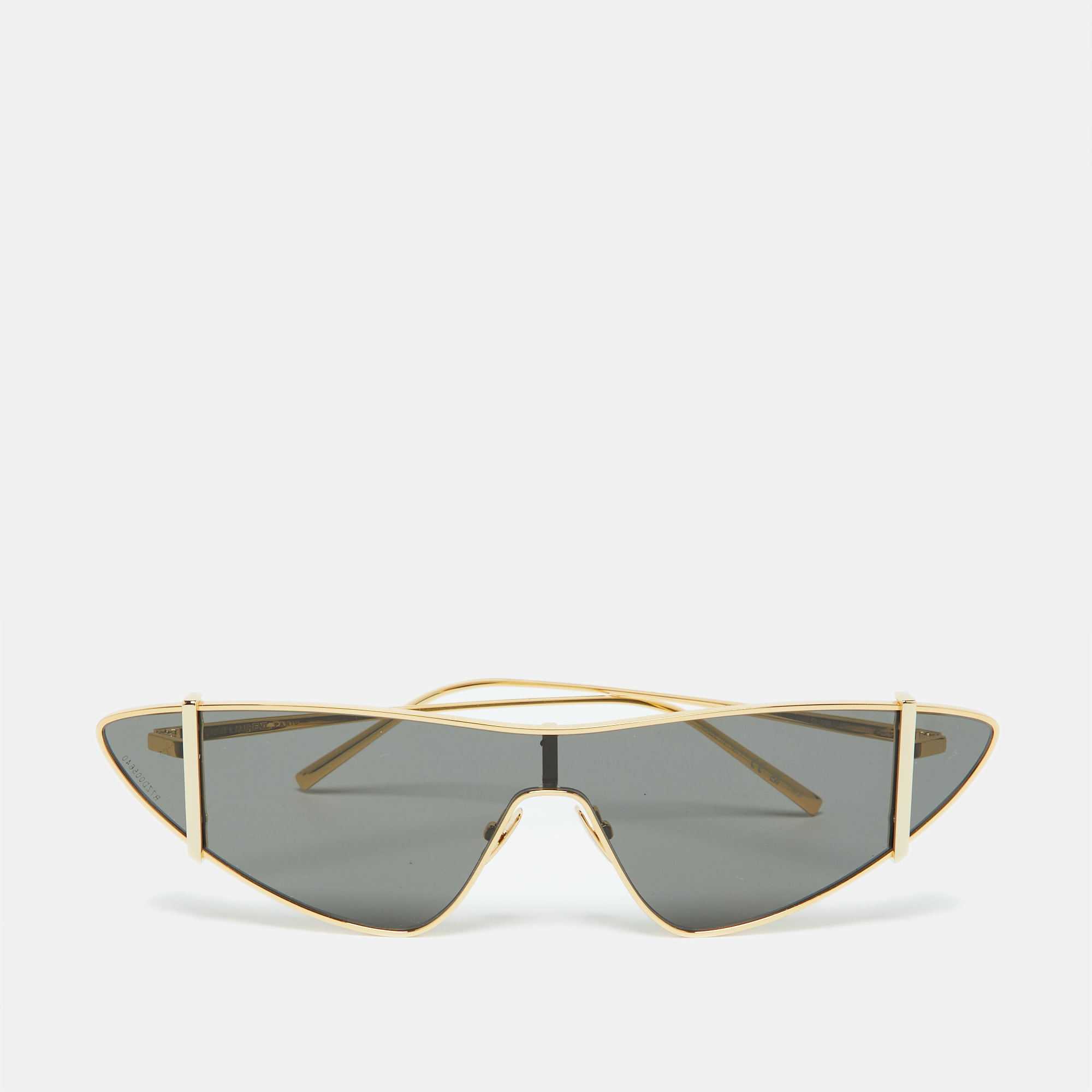 Pre-owned Saint Laurent Gold Tone Sl536 Cat-eye Sunglasses In Grey