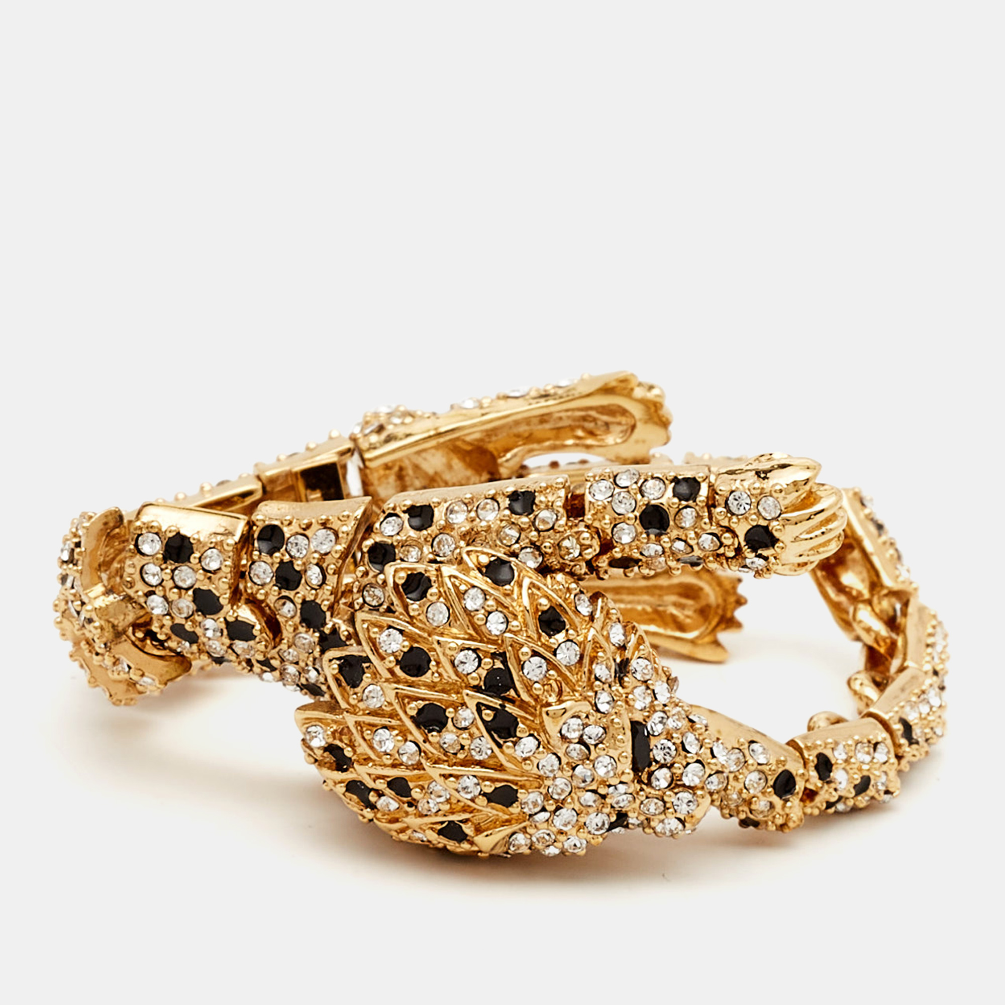 

Saint Laurent Paris Hedi Slimane Crystals Enamel Gold Tone Bracelet