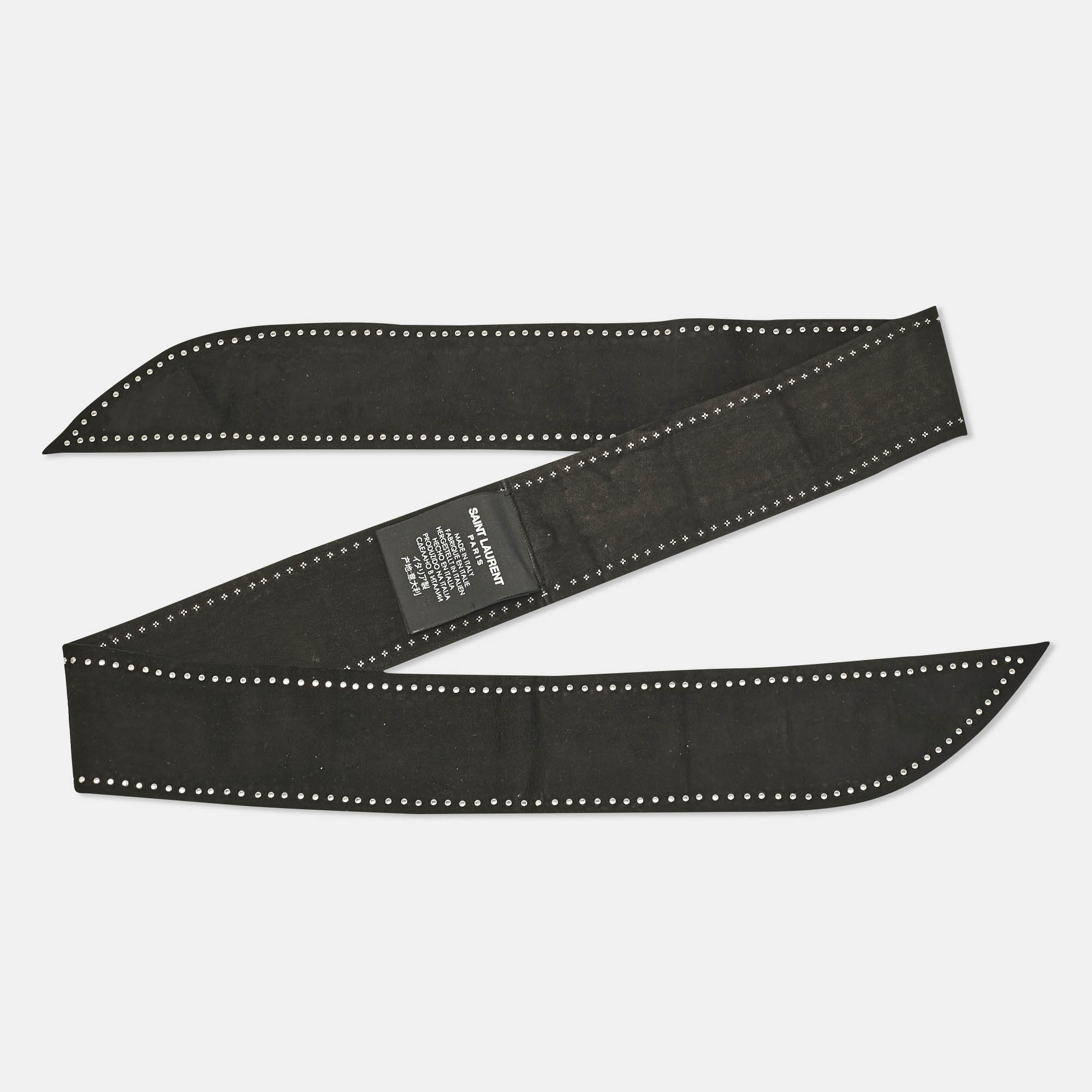 

Saint Laurent Black Studded Suede Bandeau Scarf