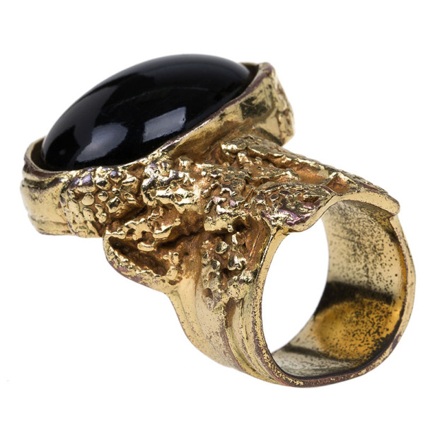 Pre Owned Saint Laurent Paris Arty Black Ring Size 54.5