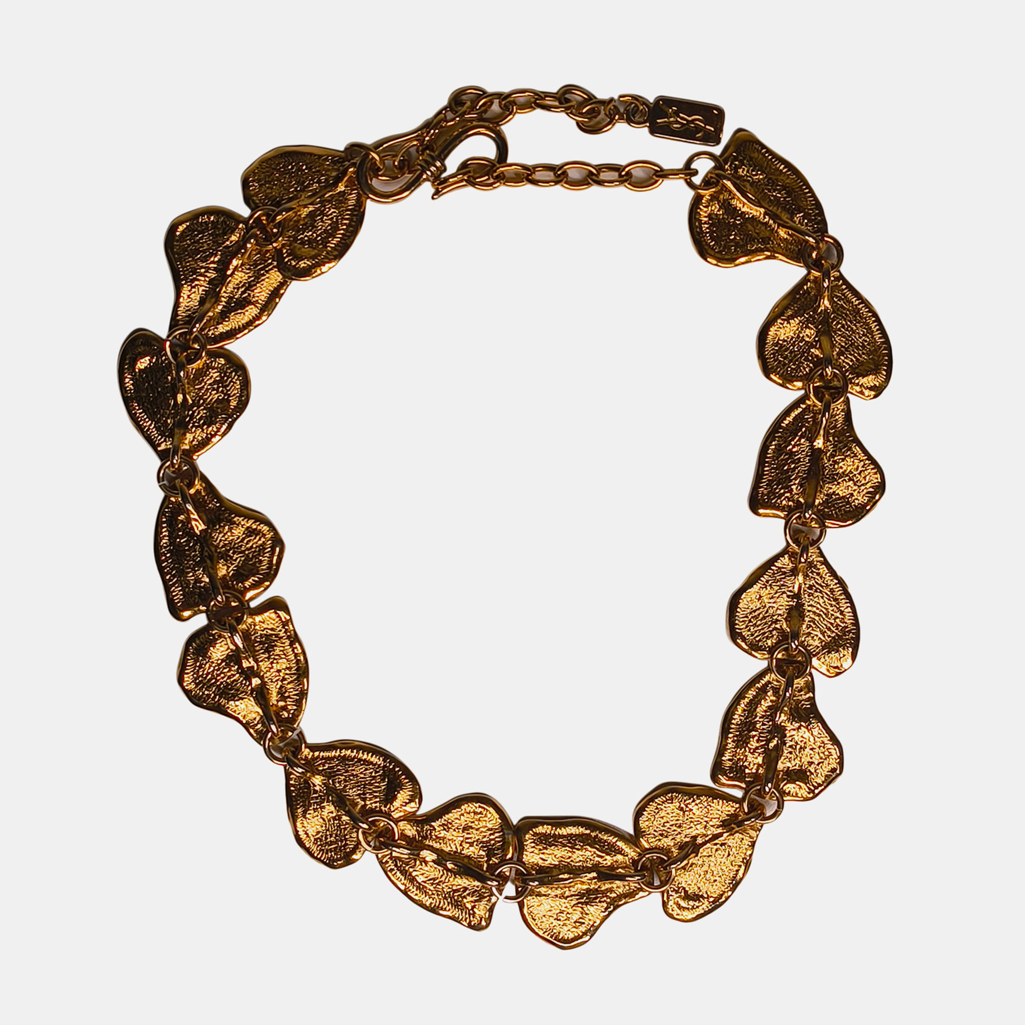 Saint Laurent Vintage Gold Plated Textured Necklace