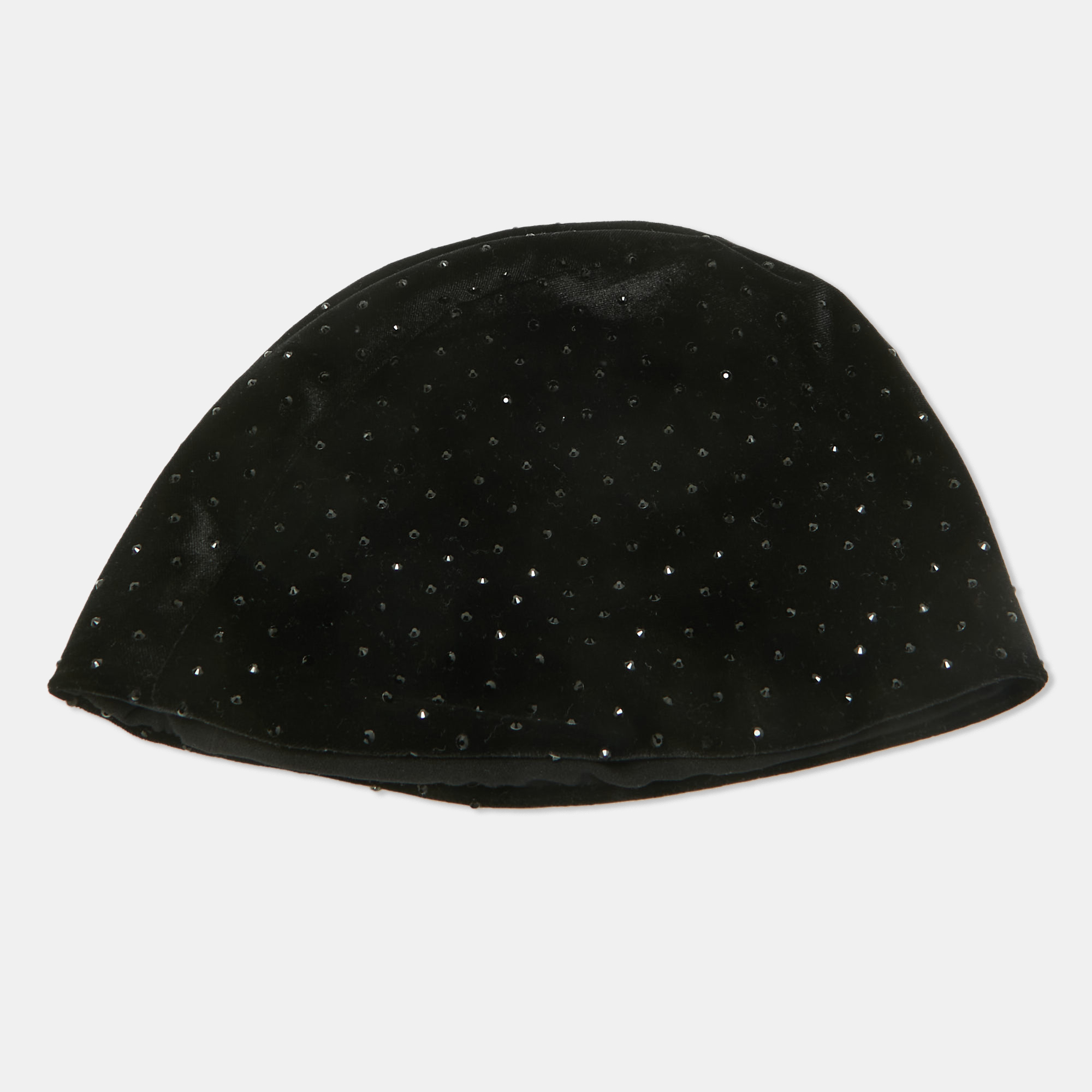 

Saint Laurent Paris Black Embellished Velvet Beanie