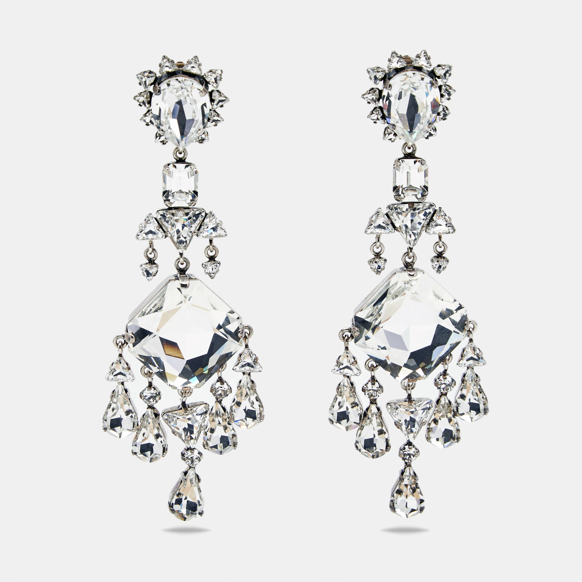 

Saint Laurent Crystals Silver Tone Drop Earrings