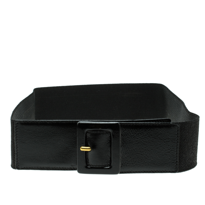 Pre Owned Saint Laurent Black Elastic Waist Belt 85cm