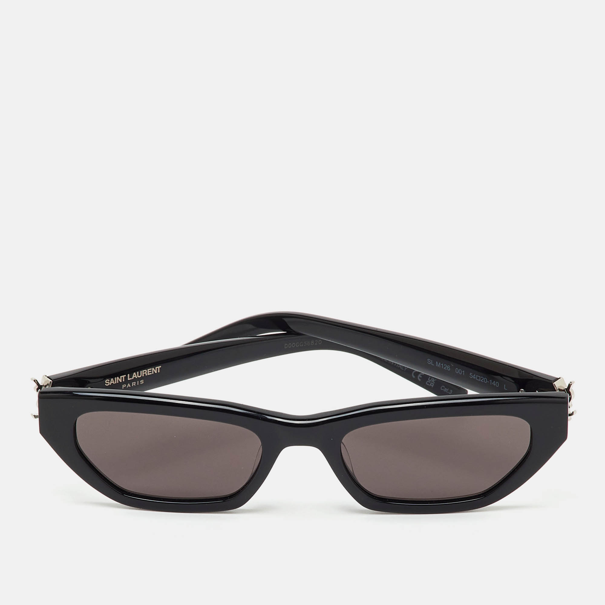 Pre-owned Saint Laurent Sl M126 001 Black Acetate Cat Eye Sunglasses