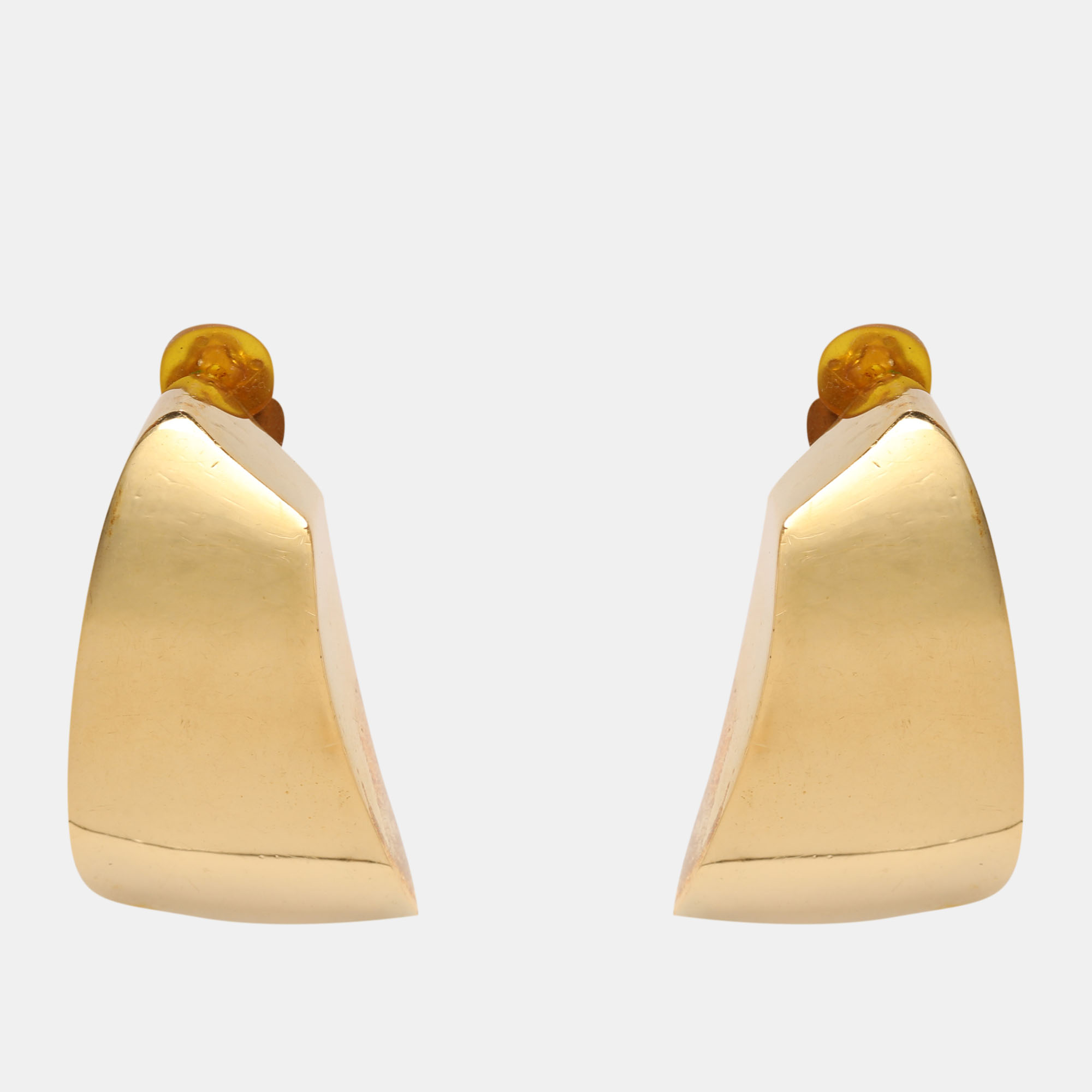 Pre-owned Saint Laurent Gold Tone Metal Comet Clip On Earrings