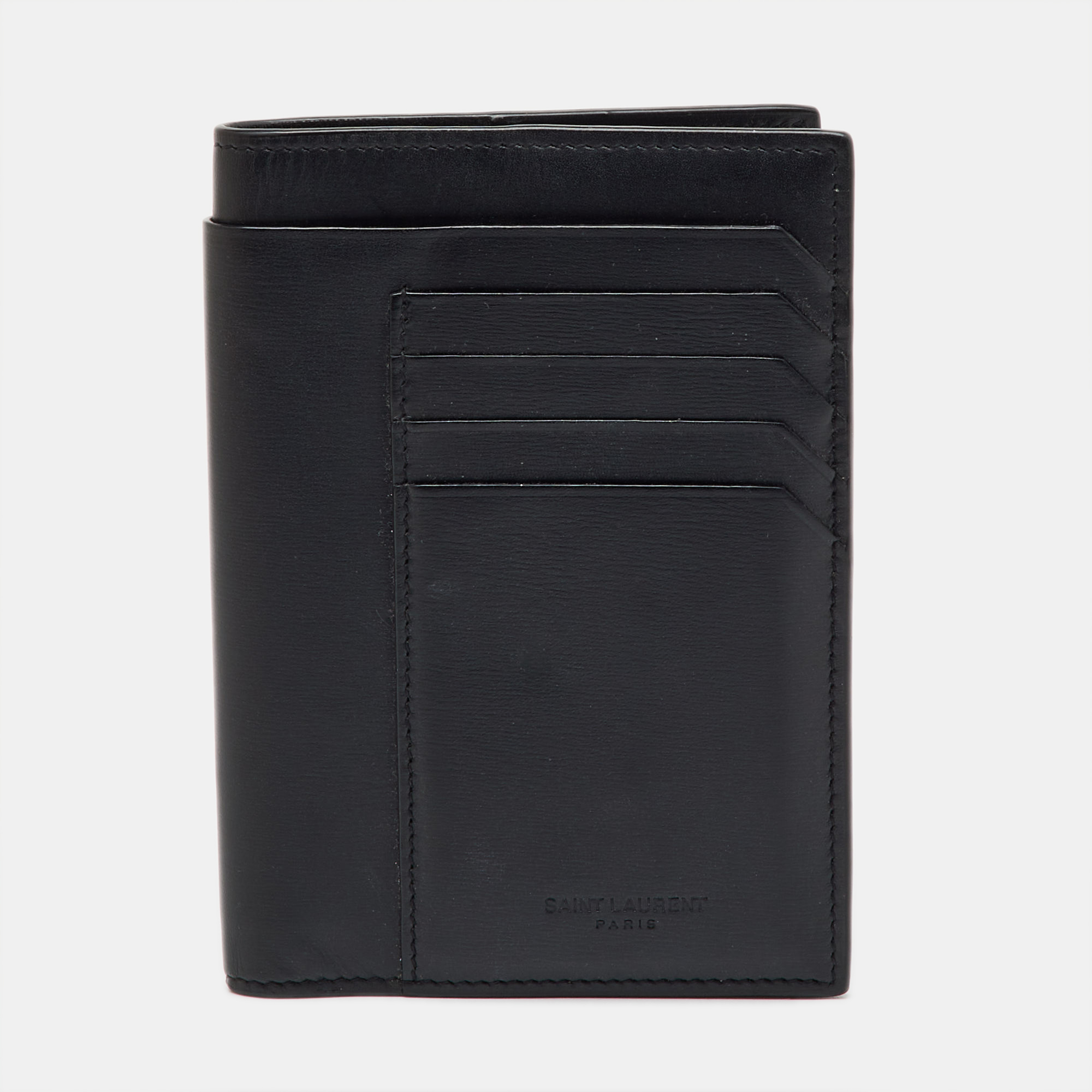 

Saint Laurent Black Leather Card Case Passport Holder