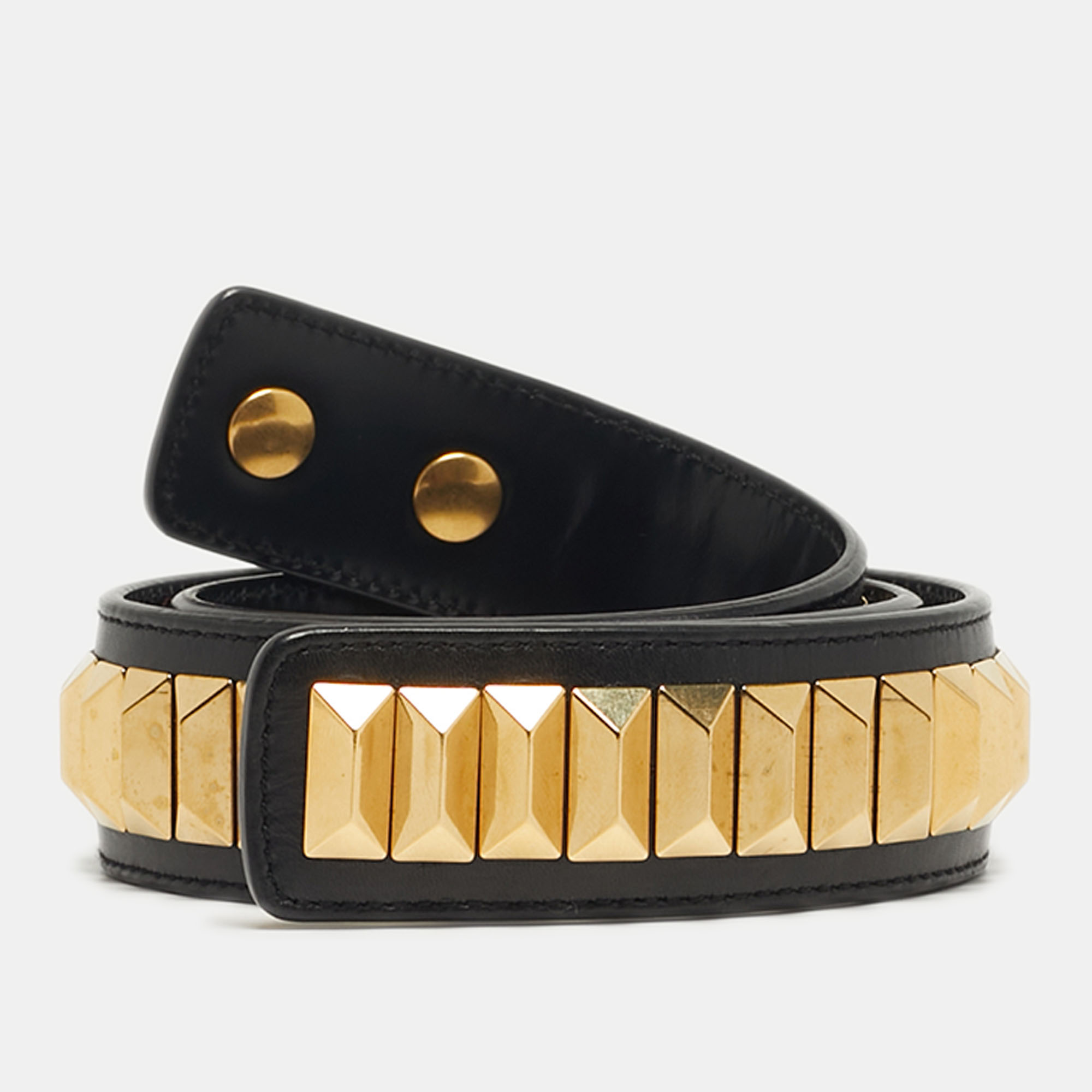 

Saint Laurent Studded  Waist Belt Black Leather