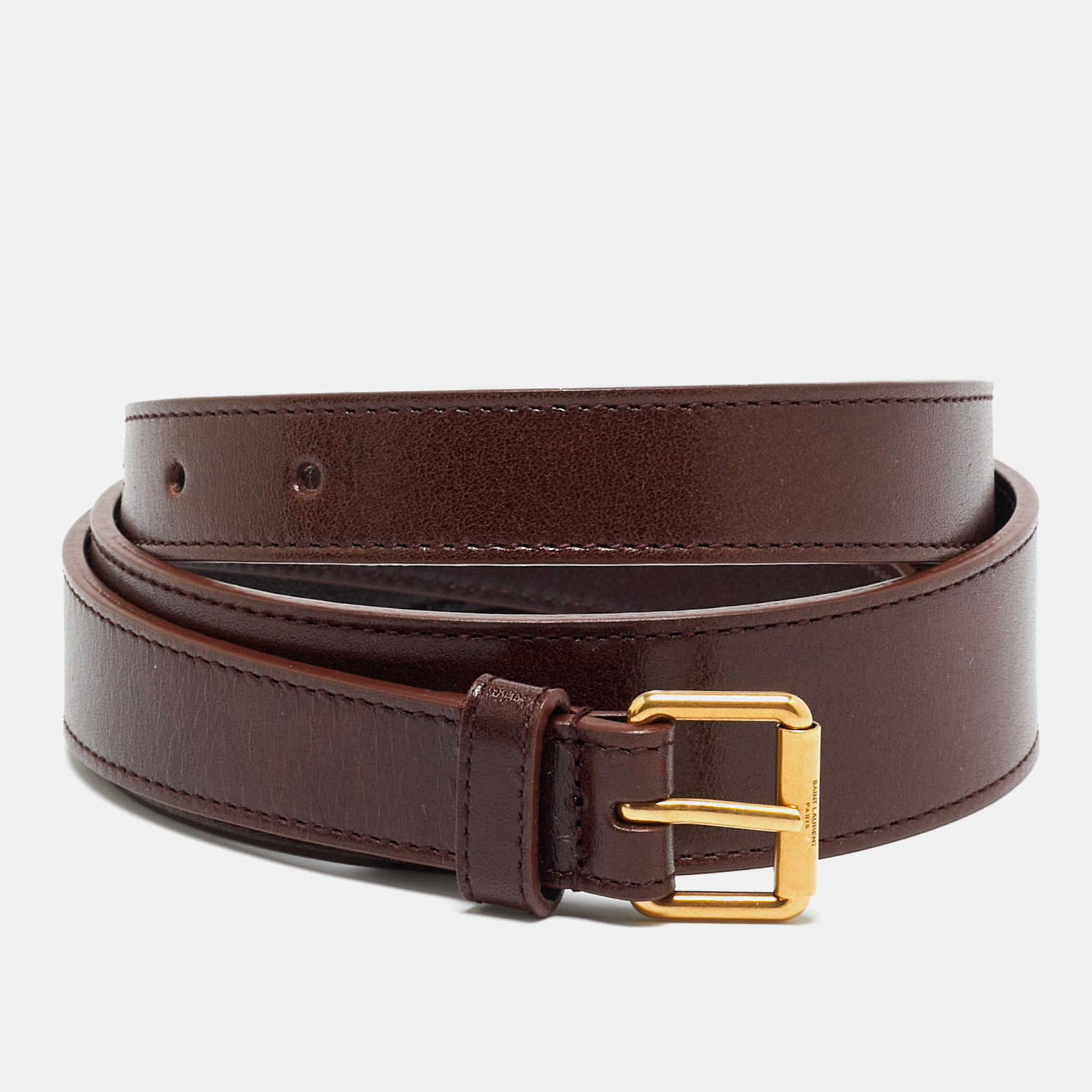 

Saint Laurent 85CM Buckle Belt Burgundy Leather
