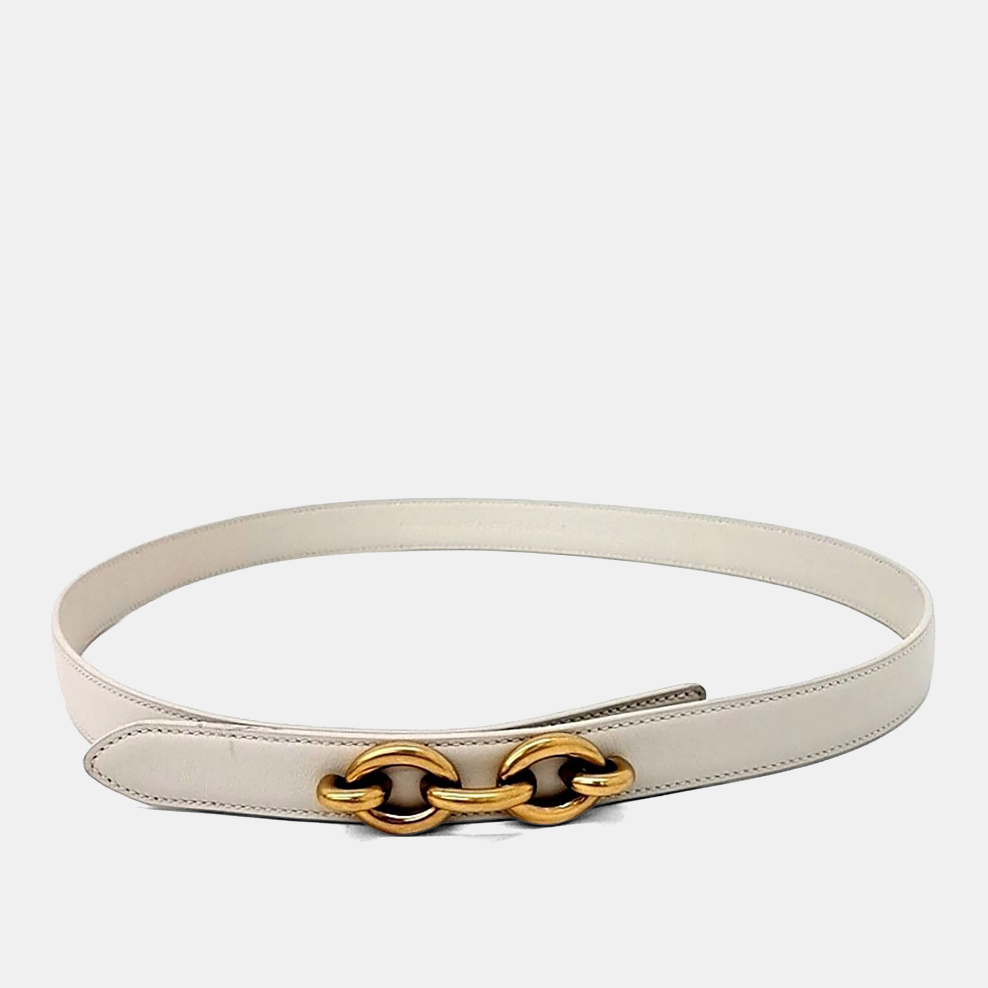 

Saint Laurent Paris Leather Belt, Cream
