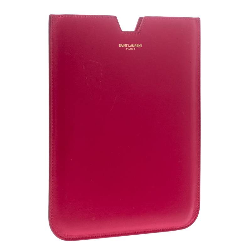 

Saint Laurent Fuchsia Leather iPad Mini Case, Pink