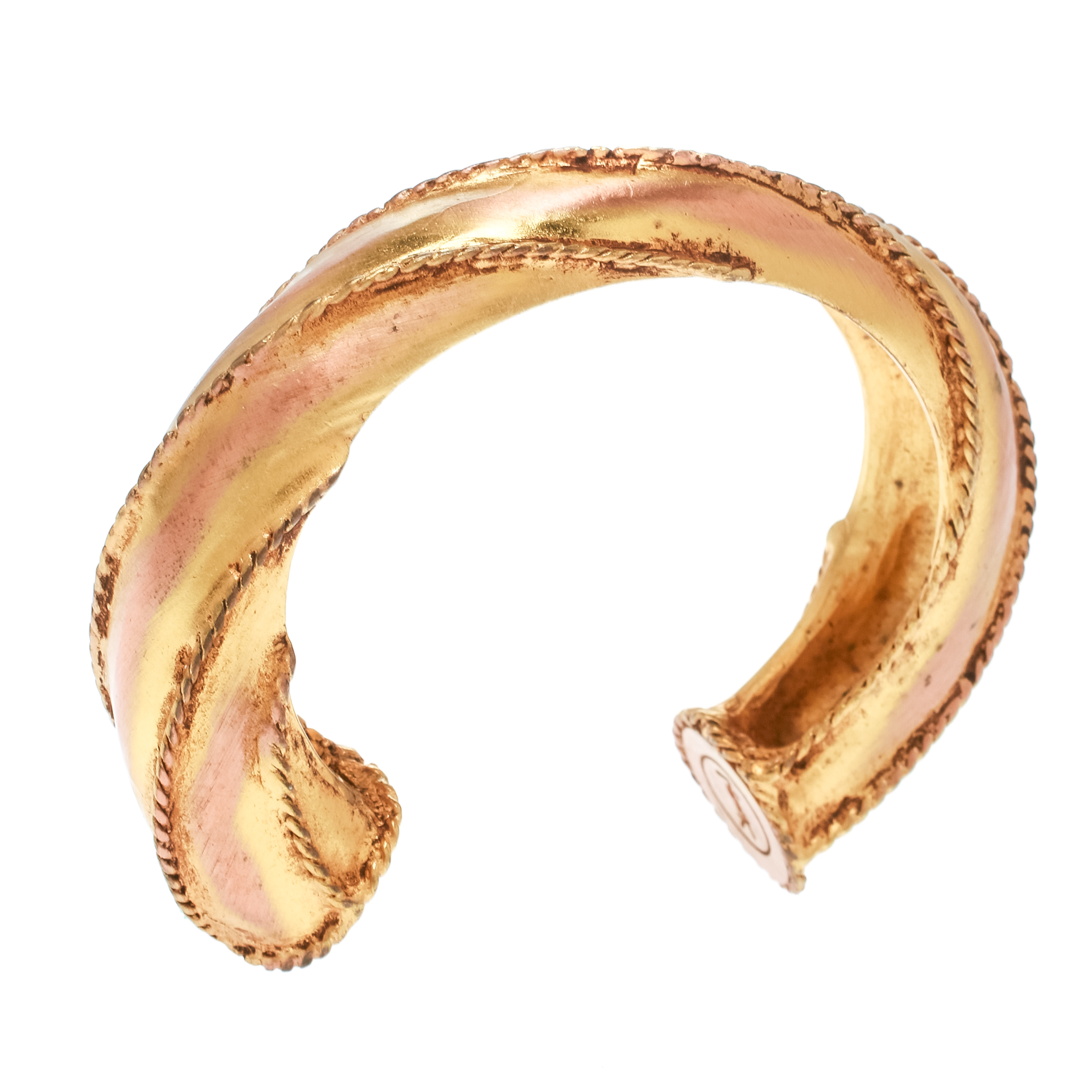 

Saint Laurent Paris Twisted Bronze Gold Tone Chunky Open Cuff Bracelet