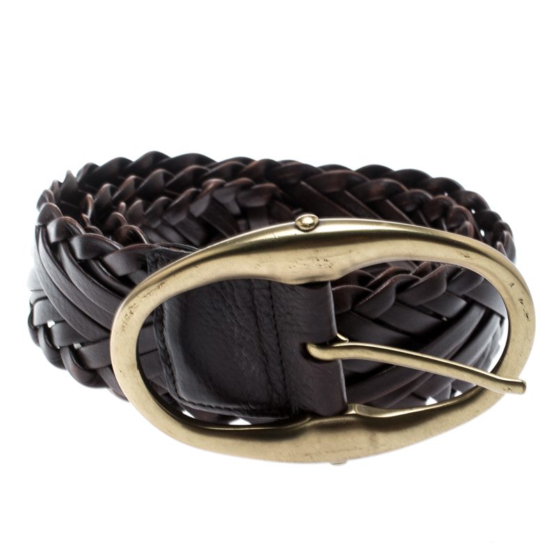 

Saint Laurent Brown Woven Leather Belt