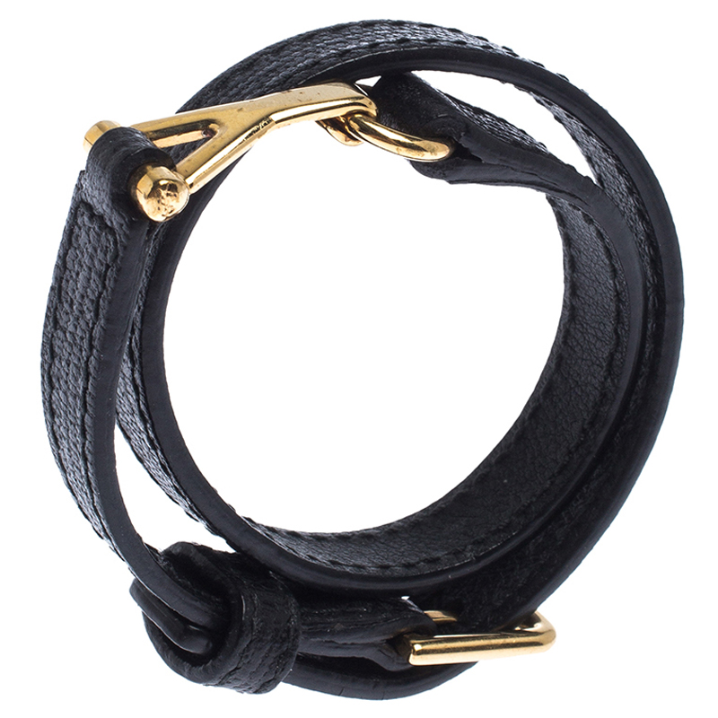 

Saint Laurent Black Leather Chyc Wrap Around Bracelet