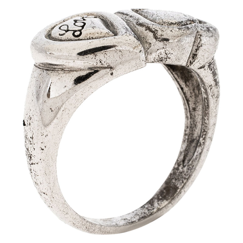 Pre Owned Saint Laurent Paris Sterling Silver Love Ring Size 54