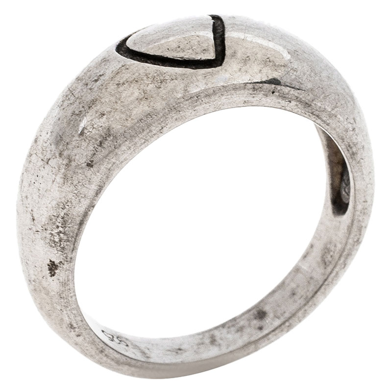 مملوكة مسبقًا خاتم سان لوران باريس بنقوش قلب فضة استرليني مقاس 58