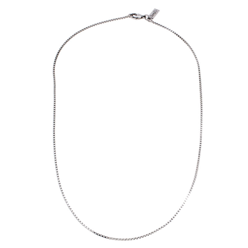 Pre Owned Saint Laurent Paris Sterling Silver Chain Necklace