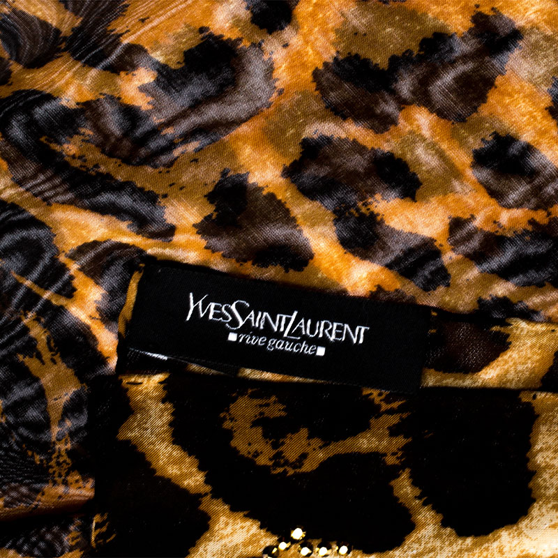 Saint Laurent - Beige Leopard Print Silk Scarf