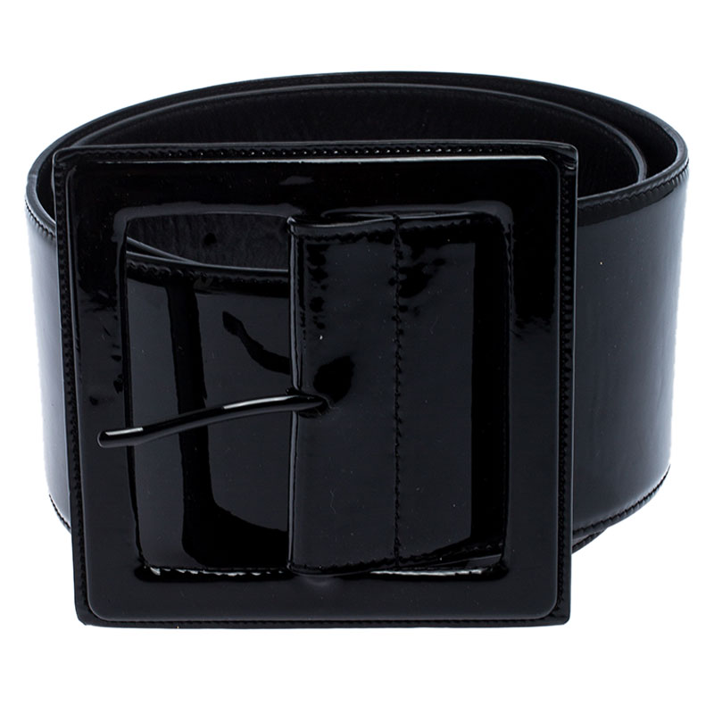 

Saint Laurent Black Patent Leather Waist Buckle Belt