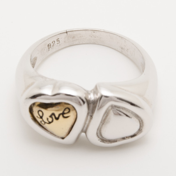 مملوكة مسبقًا Yves Saint Laurent Contrarie Heart Love Silver Ring Size 54
