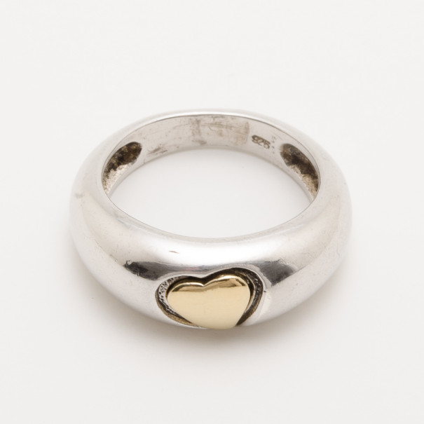 مملوكة مسبقًا Yves Saint Laurent Silver Heart Ring Size 50