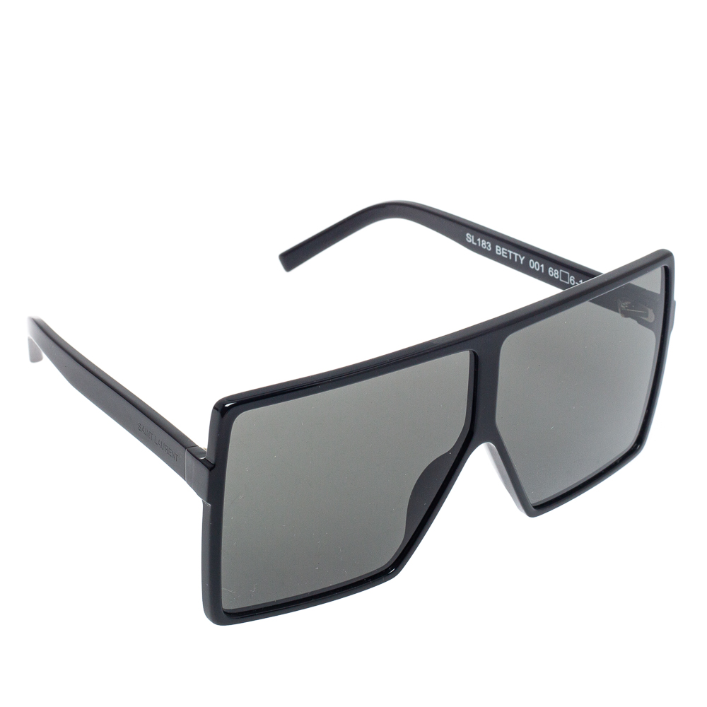 Pre-owned Saint Laurent Black/ Grey Sl 183 Betty Oversized Sunglasses