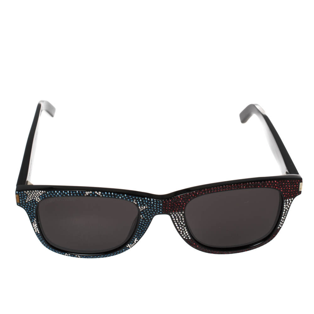 

Saint Laurent Multicolor/Grey SL51 Crystal Embellished Square Sunglasses