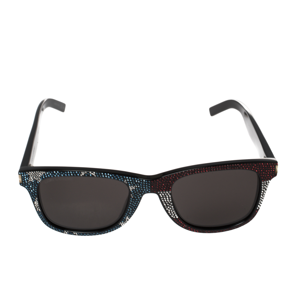 

Saint Laurent Multicolor/Grey SL51 Crystal Embellished Square Sunglasses