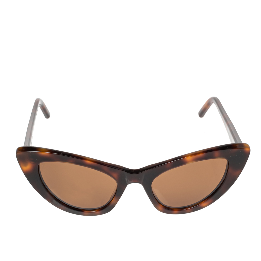 

Saint Laurent Brown Tortoise Acetate SL 213 Lily Cat Eye Sunglasses