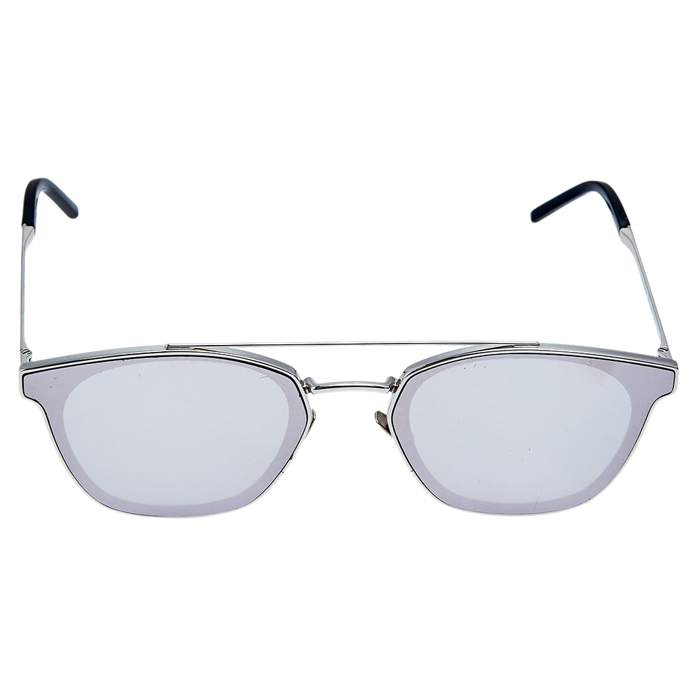 

Saint Laurent Paris Silver Tone/Silver Mirrored SL 28 Metal Aviator Sunglasses