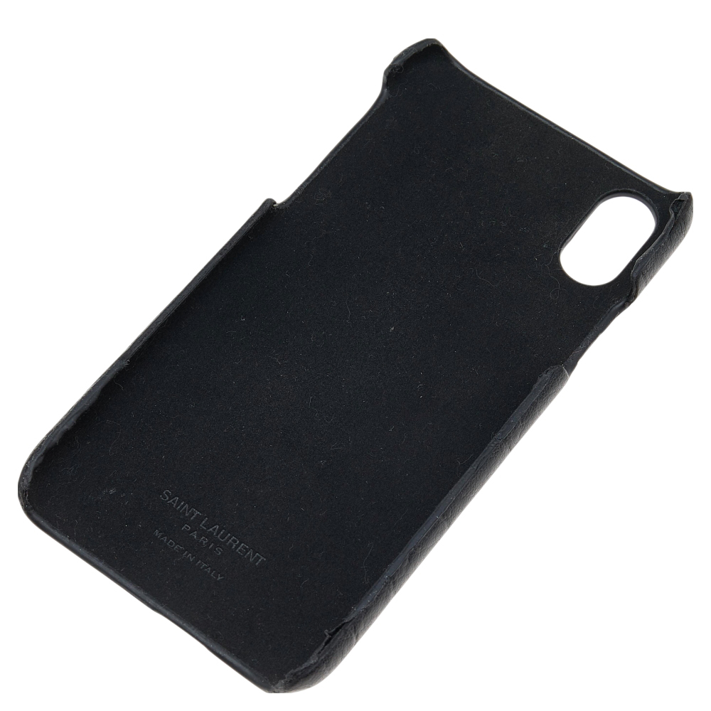 

Saint Laurent Black Croc Embossed Leather iPhone  Case