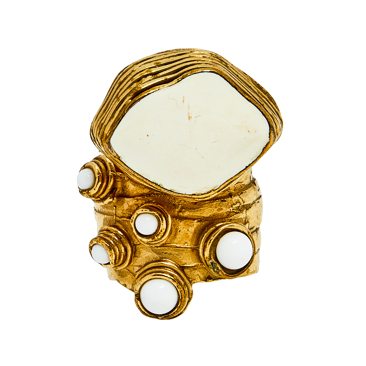 

Saint Laurent Arty Oval and Dots Enamel Gold Tone Ring Size