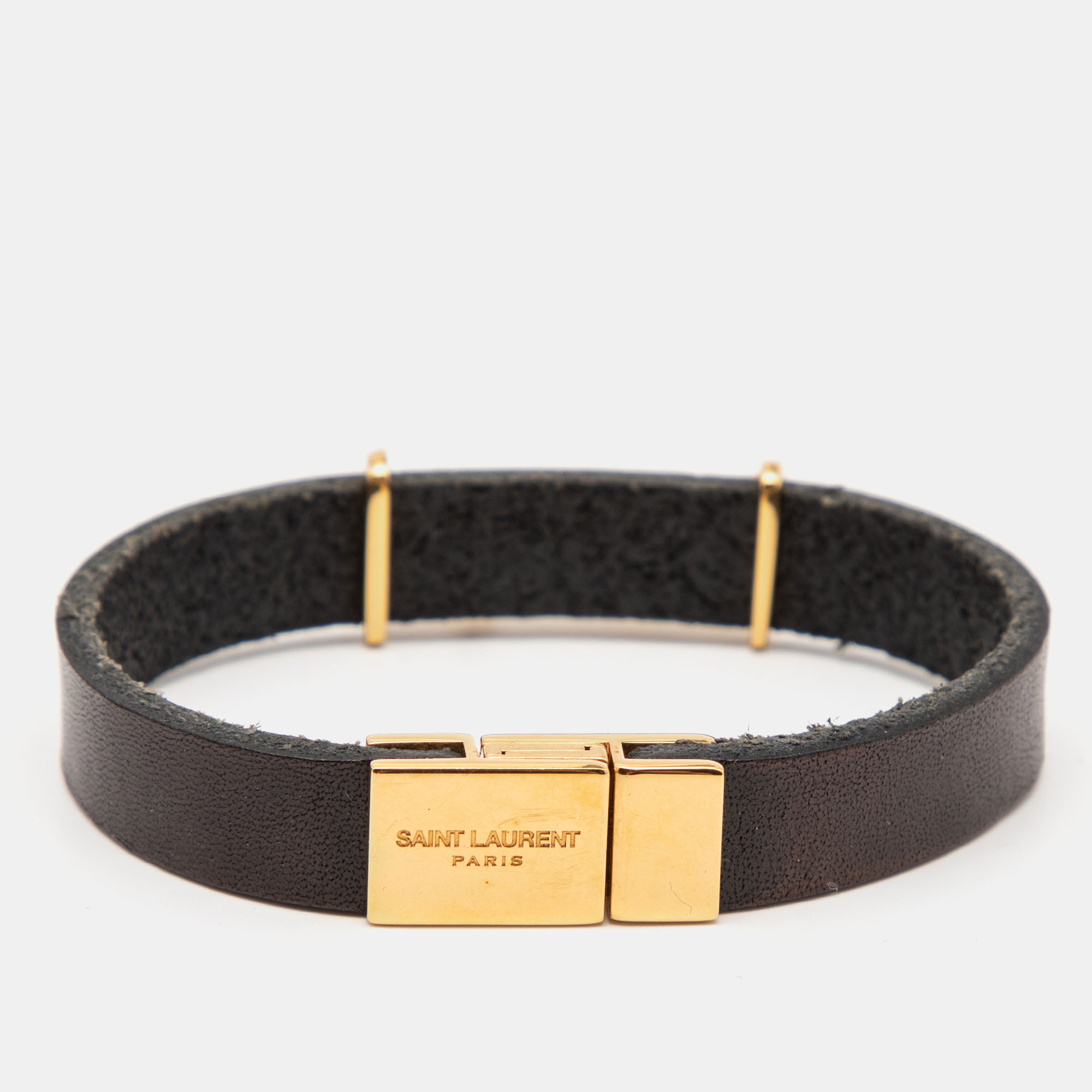 

Saint Laurent Vegetal Brown Leather Opyum Wrap Bracelet