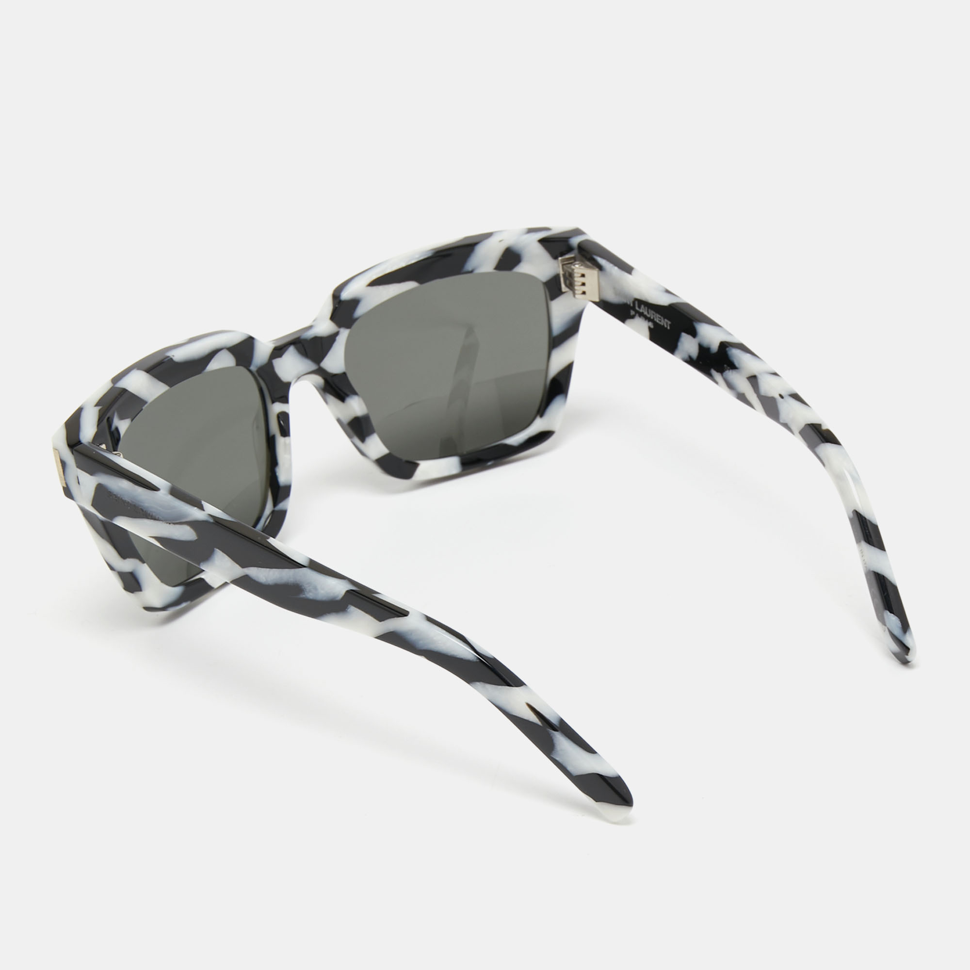 

Saint Laurent Black/White BOLD1 Printed Dynasty Square Sunglasses