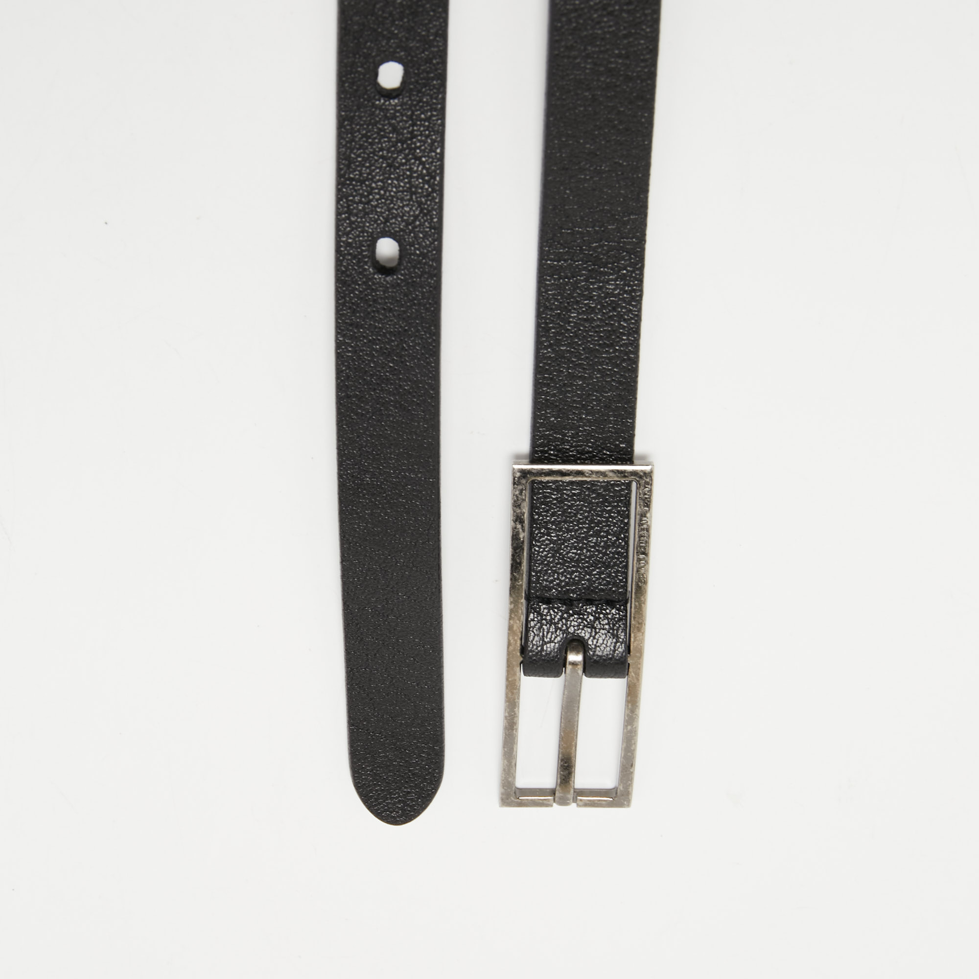 

Saint Laurent Black Leather Slim Buckle Belt