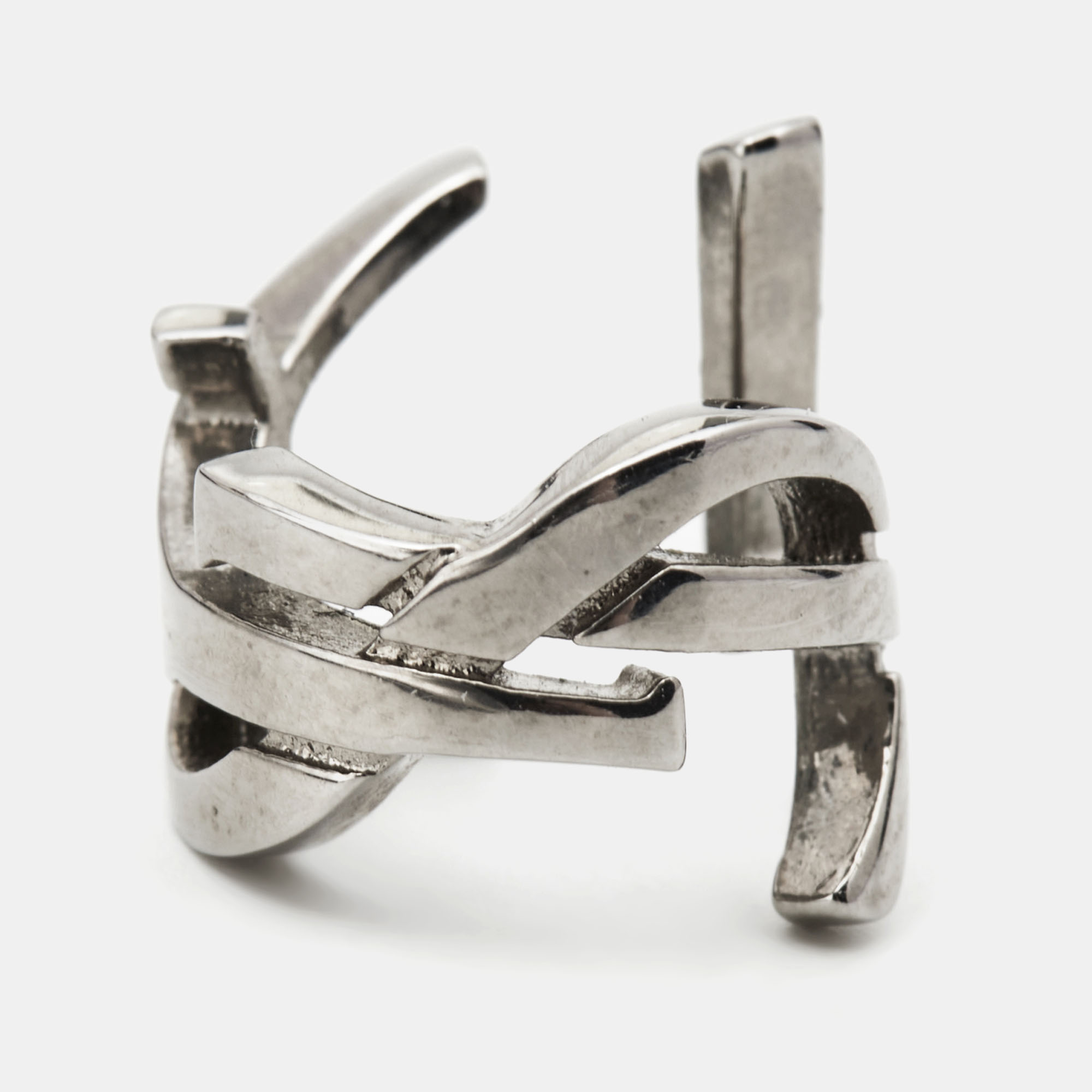 Pre-owned Saint Laurent Logo Silver Tone Ear Cuff | ModeSens