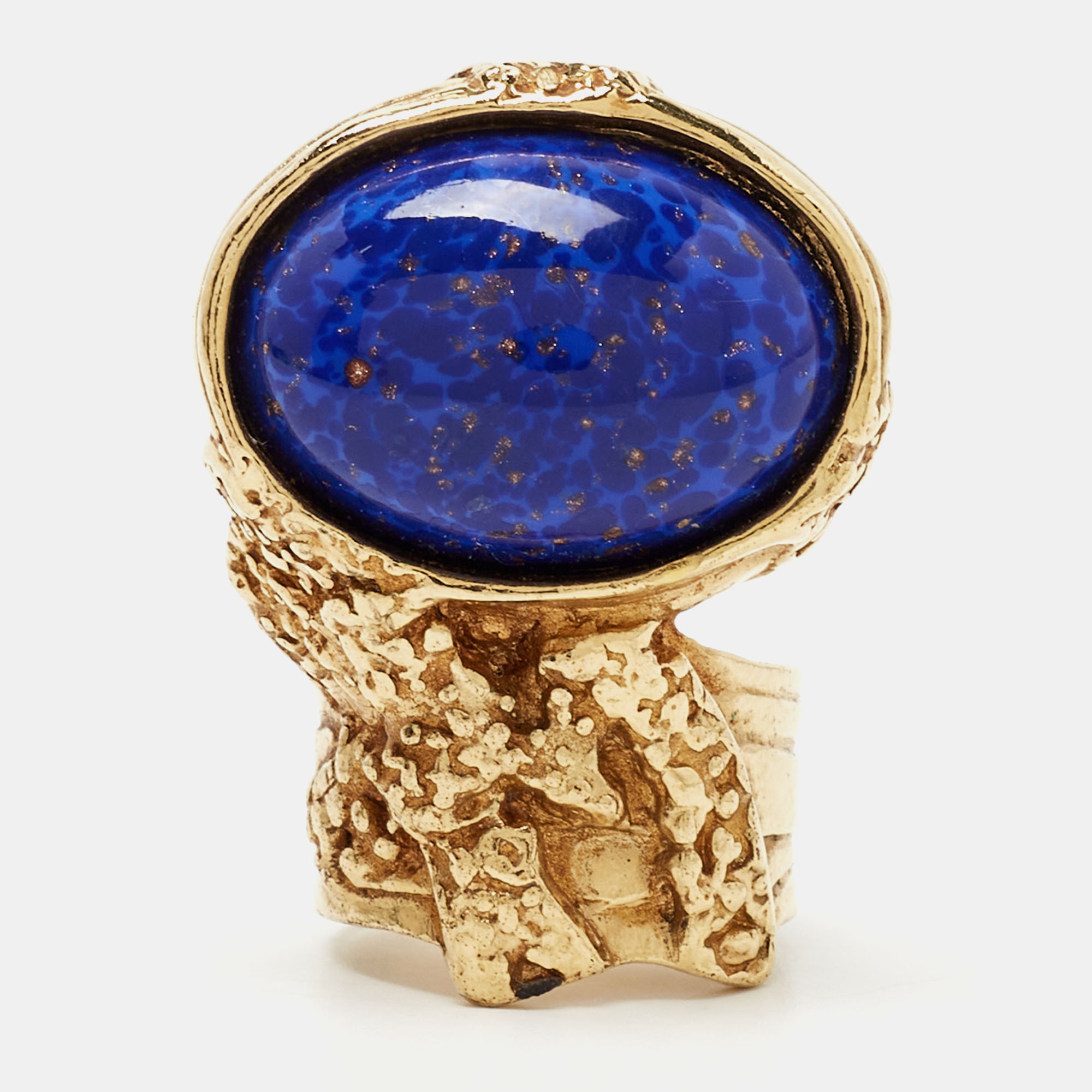 

Saint Laurent Arty Glass Cabachon Gold Tone Ring Size