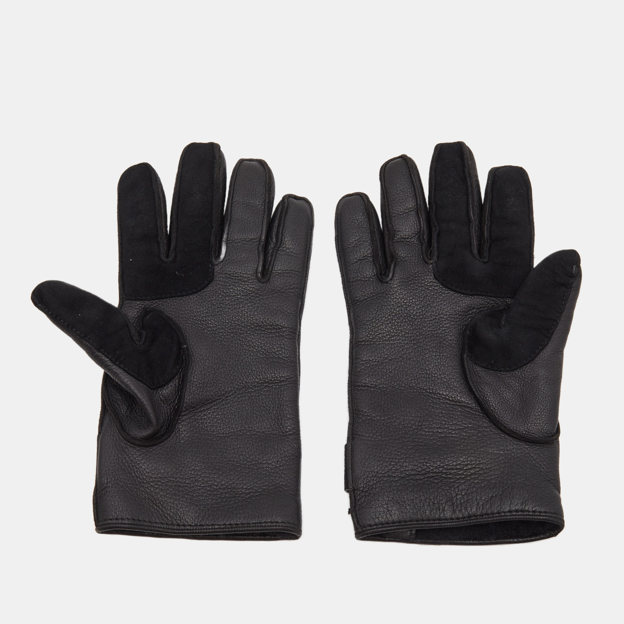 

Yves Saint Laurent Black Leather & Cashmere Lined Gloves Size