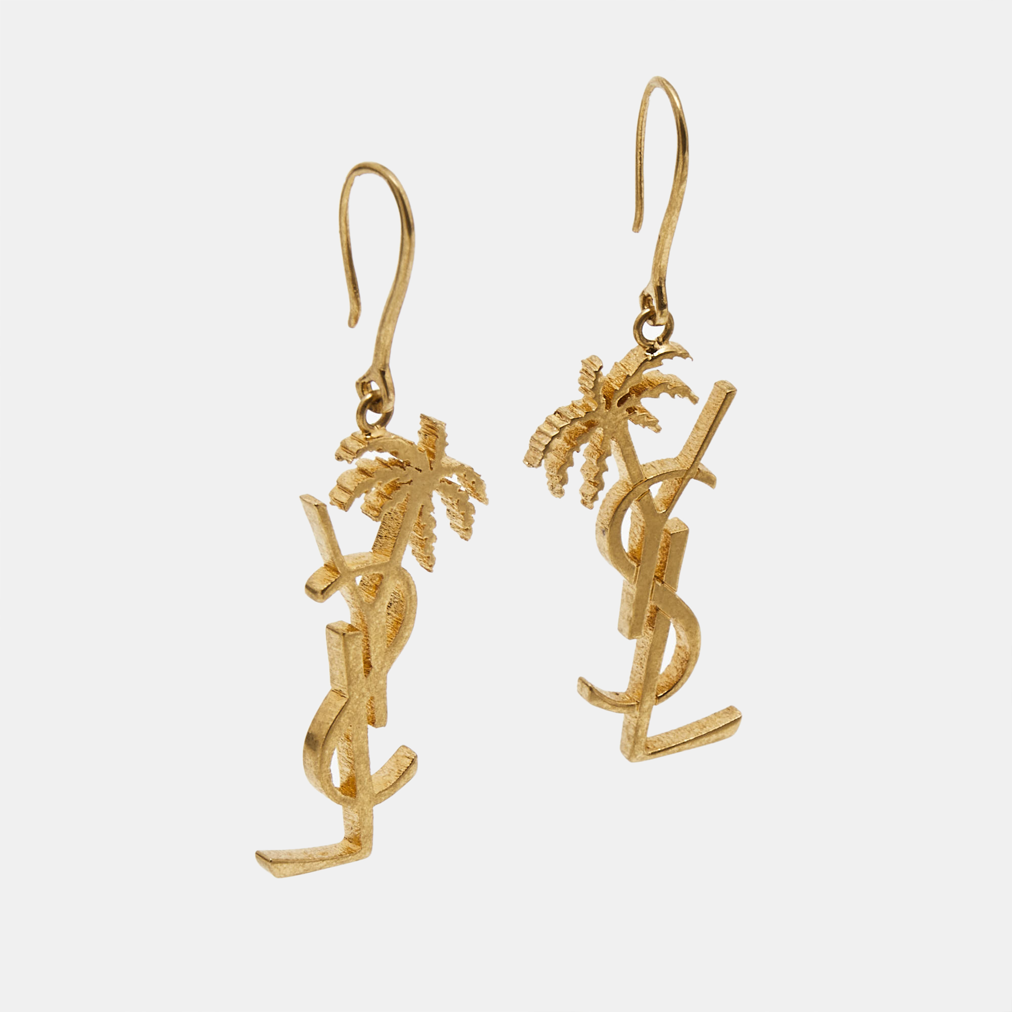 

Saint Laurent Cassandra Palm Gold Tone Earrings