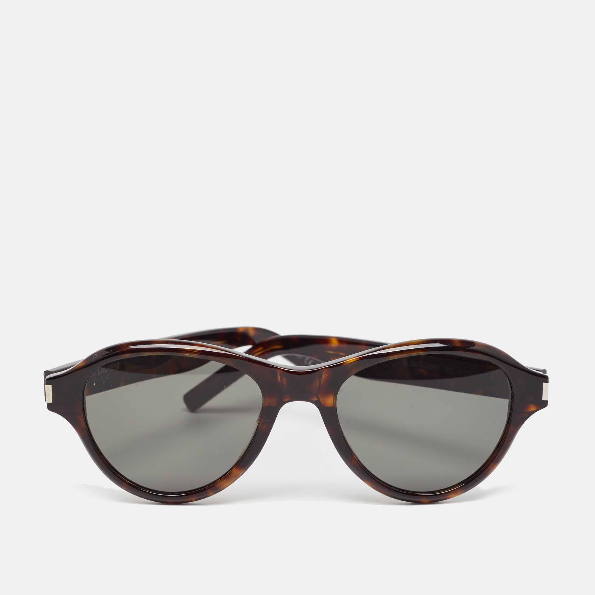 Pre-owned Saint Laurent Brown Tortoise Sl520 Sunset Cat Eye Sunglasses