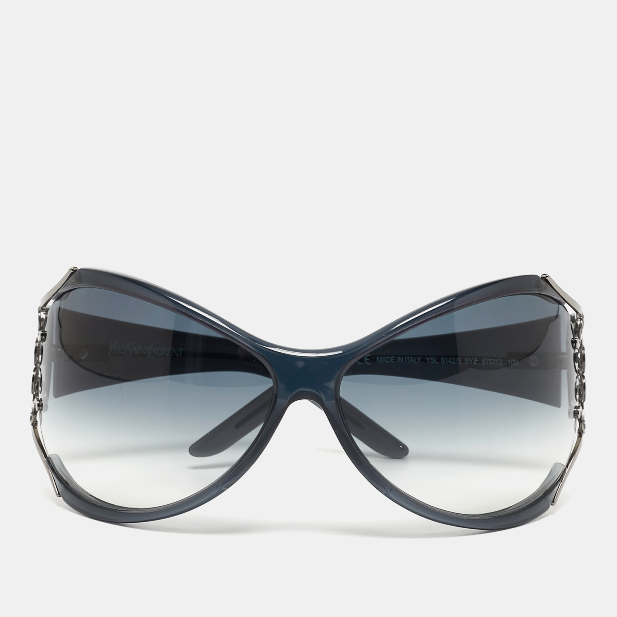 Pre-owned Saint Laurent Blue Gradient 6142/s Oversized Sunglasses
